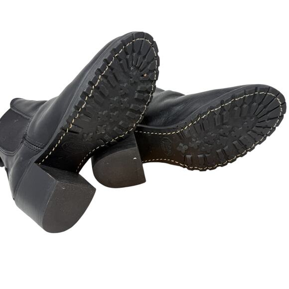 Frye Sabrina Chelsea Boot Chunky Black Leather Block Heel Vibram Sole Womens 8? - Picture 5 of 8